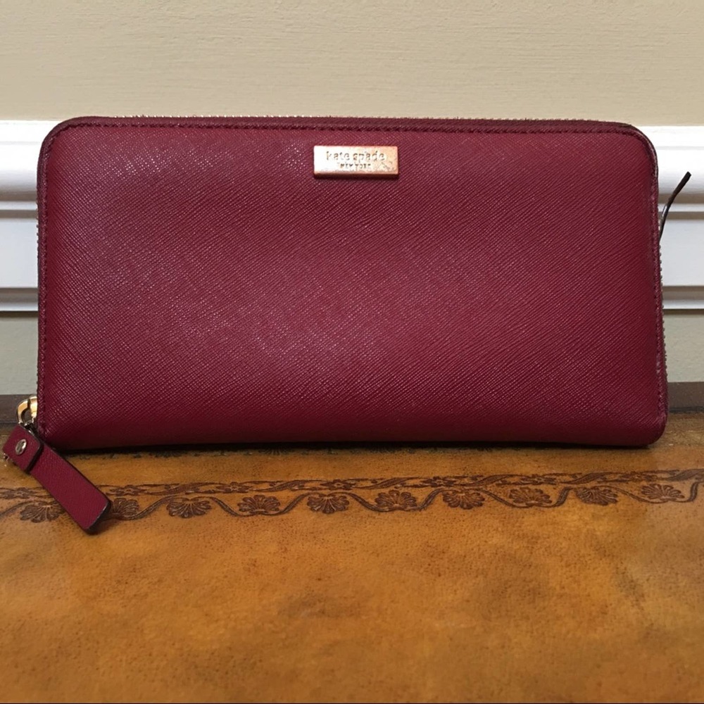 Kate Spade Newbury La. WLRU 1498 S738 Zip Around Leather Purse Saffiano Leather